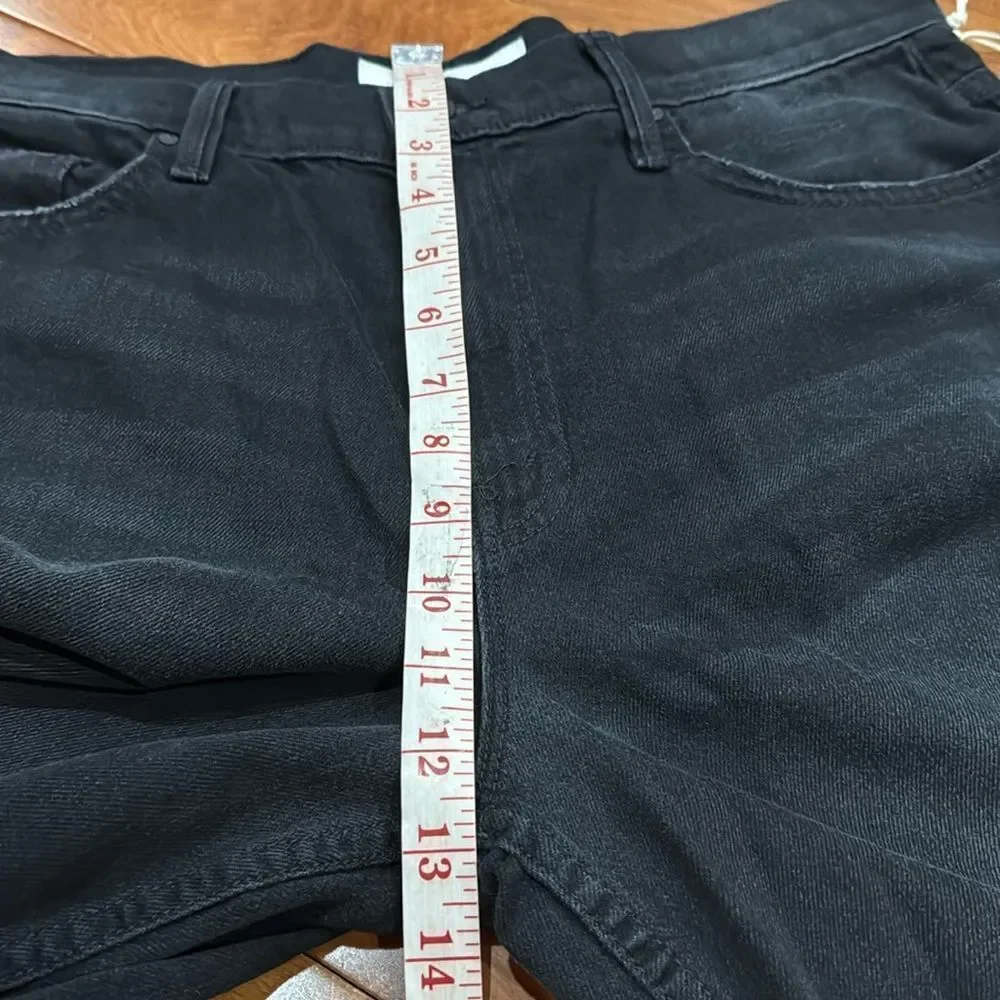 NWT MOTHER Women's The Spinner Zip Sneak Wide Leg Jeans‎ In Magic Black Size 33